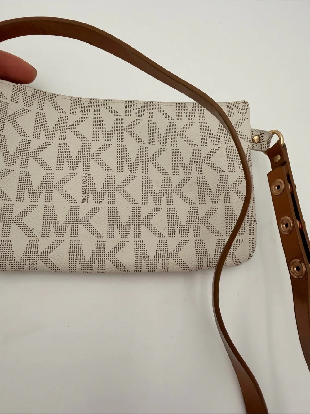 MICHAEL KORS Women's MK Signature Vanilla Synthetic Leather BELT BAG Pouch